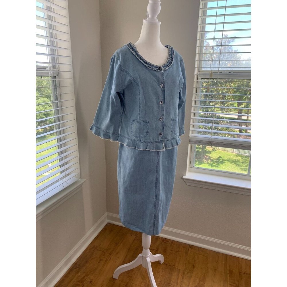 Vintage Excitation Womens Denim Chambray Dress and Jacket 2 pc set Small Rancher